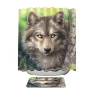 Wild Animals Art Grey Wolf Forest Watch Shower Curtain