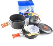 MTSDM Camping Cookware Set, Outdoor Teapot Set with Accessories Camping Cookware Mess Kit, Portable Camping Pot Set Teapot, for Camping, Backpacking, Hiking, Outdoor Cooking and Picnic