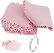[strrng] 30 Pieces Jewellery Cleaning Cloth,Silver Double Sided Polishing Cloth,Easy to Carry and Wiping Reusable 8 * 8cm Pink Jewelry Cleaning Cloth,for Gold,Silver,Silverware,Watches,Platinum Jewelry.,