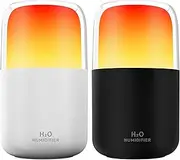 Uoqpty Personal Humidifier - 280ml Desk Air Humidifier with Flame Effect,Rechargeable Humidifier with 2 Spray Modes and 2 Light Modes for Bedroom Travel Home