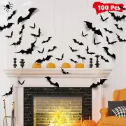 LUDILO Bats Halloween Decorations Halloween Bats Wall Decor 100pcs Bats Wall ...