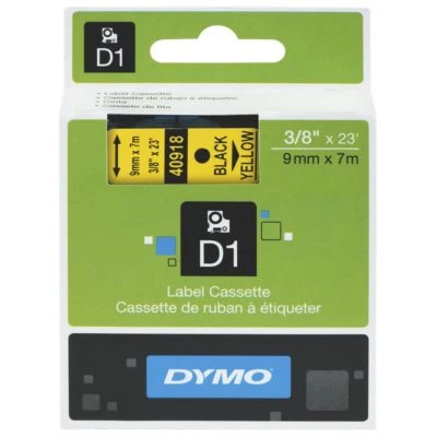 Dymo D1 Label Cassette Tape 9mm x 7m Black on Yellow LabelWriter SD40918 New