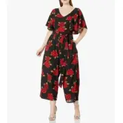 City Chic Womens Small 16 Rose Liason Floral Jumpsuit NWT AS70