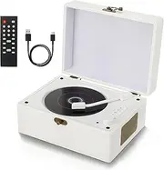 2025 New Wireless Bluetooth CD Player with Built-in Speaker and USB Playback Retro Design, Rechargeable Battery - Perfect for Music Lover (White)