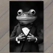 5x7" Dapper Frog Stylish Suit Exuding Weird Creepy Charm Whimsy Cute