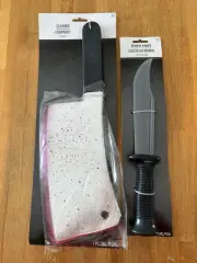 Costume Bloody Cleaver And Bowie Knife. New. Realistic Plastic Design.