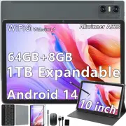 10Inch Android 14 Tablet,64Gb ROM 8GB Ram,Wifi 6,Octa-Core 5G Wifi,Widevine L1,W