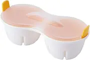 Microwave Egg Boiler - Poached Egg Maker | Nonstick Microwave Egg Poacher | 2-Cavity Microwave Egg Cooker, Heat Resistant Microwave Poacher with Lid, Egg Boiler for Microwave, Kitchen Gadget for Home