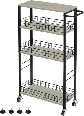 Slim Storage Cart 4 Tier Narrow Rolling Cart on Wheels Mobile Kitchen Cart with