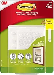 Command Damage Free Picture and Frame Hanging Large Strips (30 Pairs)