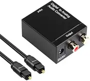 Fahgaer Digital to Analog Audio Converter Digital Optical (SPDIF/Toslink) and (L/R) Stereo Audio Converter with Fiber