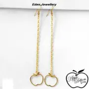 Original APPLE BOTTOMS Earrings by Nelly Long Drop Cute Apple Shape Gold Plated