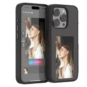 Pop Phones Smart NFC E-Ink Screen Case (Suits iPhone 15 Pro) - Black