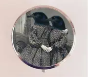 Victorian Crow Sisters Pill Box Case Pillbox Holder Trinket Anthropomorphic Art