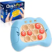 Quick Push Light Up Pop Game Fidget Toys for Adults and Kids | Puzzle Game Machine | Squeeze Poppet Sensory Push Pop Bubble Toy | Relief Party Favors Puzzle Game Fidget Console (Light Blue)