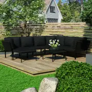 8 Piece Garden Lounge Set with Cushions Black PVC vidaXL