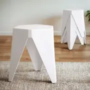 4x Artiss Puzzle Stool Bar Stools Stackable White