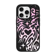 iPhone 16 Pro Impact Ring Stand Case MagSafe Compatible Transparent Cyber Sigil Neotribal Spiky Tribal Tattoo Heart Sparkle Star Pink White Gradient