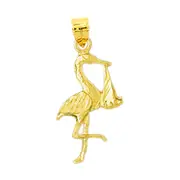 14K Gold Stork Charm