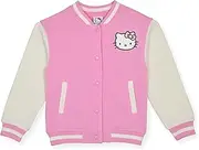 [Hello Kitty] Girls Varsity Jacket - Button Front Letterman Girls Bomber Jacket for Kids
