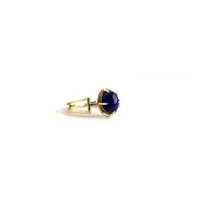 Authentic 925 Stamped Silver Ring Gold Plated Blue CZ Ring for Women Size 5-10