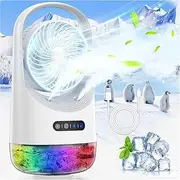 Mini Air Conditioner, Portable Air Conditioners with 120°Autorotation, Air Cooler with 7-Color Night Light And Force 3 Winds, Personal Air Conditioner with Office, Bedroom, Room, Home & Camping