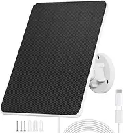 6W Solar Panel for Security Camera With Micro USB & USB-C - Outdoor Rechargeable Battery Camera, Doorbell, Light - IP65 Waterproof, 9.8ft Cable, Adjustable Bracket (1 Pack)
