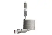 ZUSLAB 4-in-1 240W Fast Multi Charging Magnetic Cable PVC Braided for Tablet/ipad/iPhone/Samsung/Google Phone with Lightning/Type C/USB A Port 1.2M