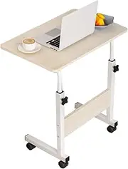 Overbed Table Fashion Overbed Table Metal Steel Mobile Standing Desk Portable Side Table Modern Laptop Desk W/Wheels Lifting Computer Desk Portable