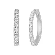 Huggie Hoop Earrings with 1/4ct of Diamonds in 9kt White Gold
