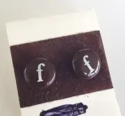 Vintage Letter F Chocolate M&Ms Enamel Stud Pierced Earrings 5/16" in Card