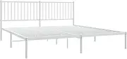 vidaXL King Size Robust Metal Bed Frame with Enhanced Support, Headboard Included, Extra Storage Space - White