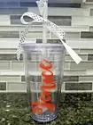 16 oz double wall clear plastic personalized tumbler with straw
