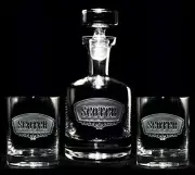 Engraved Scotch Decanter and Glass Gift Set, 4 Glasses