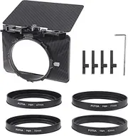 Matte Box Lightweight with Top Flag 4pcs Lens Adapter Rings(67mm/72mm/77mm/82mm) for DSLR Mirrorl Cameras Suppo ng 4x4in/ 4x5.65in/100x100mm Black One Size