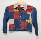 NWT Vintage Susan Bristol Patchwork Quilted Blue Denim Red Plaid Jacket Sz Large