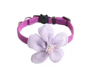 Adjustable Pet Collar with Bell Faux Suede Show Off Personality Dog Necklace for Puppy-Purple