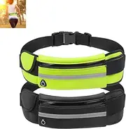 2 Pcs Running Belt Fanny Pack, Waist Pack Bag,Cell Phone Holder for Running,Workout Gym Pack,Running Waist Pack Belt,Jogging Pocket Belt,Running Accessories for Workout (Black, Green)