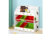 Keezi 3 Tiers Kids Bookshelf Storage Children Bookcase Toy Box Organiser Rack 6 Bins
