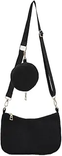 [OANEXX] Corduroy Crossbody Bag with Coin Purse for Women Multipurpose Corduroy Shoulder Phone Purse including 2 Size Bags