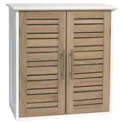 Evideco Bathroom Cabinet 21.7"Hx20.5"W Wallmount Oak 1-Shelf+2-Doors Solid Wood