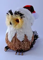 OWL LOVERS!! LARGE CRAFTY OWL IN SANTA HAT CHRISTMAS HOME DECOR NEW (2)