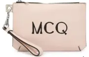 McQ Women's Black Logo Stitched Leather Wristlet