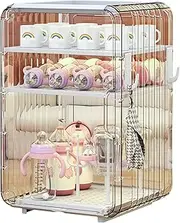Baby Bottle Organizer - Kid Cutlery Organizer, Vertical Dustproof Cups Holder | Stable And Secure Design With Cover For Baby Bottles Kitchen, Table, Fridge, Closet, Bedroom, Dorm Room, Pantry Nursery
