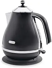 De'Longhi Icona Classic Electric Kettle KBO2001BK, With Anti-Scale Filter, 360-Degree Swivel Base, Cord Storage, 1.7L Capacity, 2000W, Black