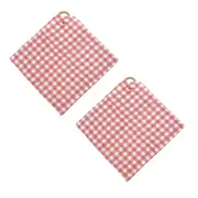 2PK Annabel Trends Muslin Security Blanket Baby Blankie 32x32cm Gingham Rhubarb