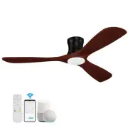 52” Smart Low Profile Ceiling Fans with Lights Remote,3 Wood blade,Quiet DC M...