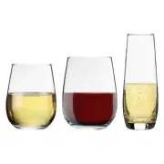 Corto 18 Piece Stemless Glassware Set Tmbler Wine Champagne Flute cm Clear