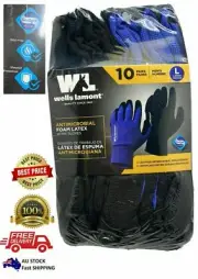 Wells Lamont Antimicrobial Work Gloves Foam Latex Coating Knit Liner Black/blue