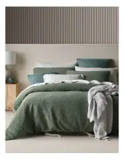 [Australian House & Garden] Beechworth Stonewashed Cotton Waffle Quilt Cover Set in Shrub